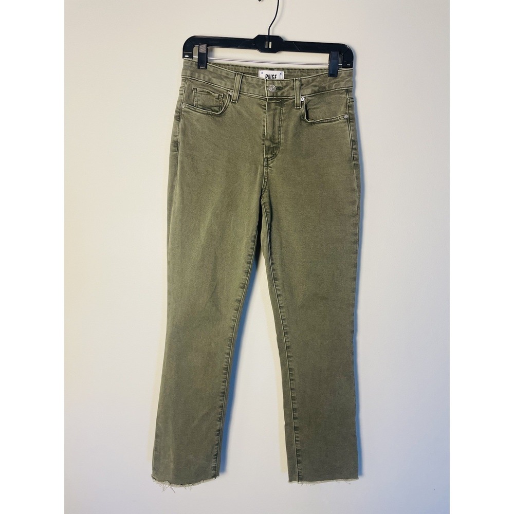 Paige Cindy Raw Hem Straight Leg Jeans Size‎ 27. Vintage Brushed Olive Color.
